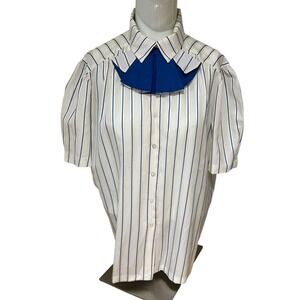 Vtg 80s Ship N Shore Blouse Womens M Stripe Top Button Shirt Nautical size  M 38